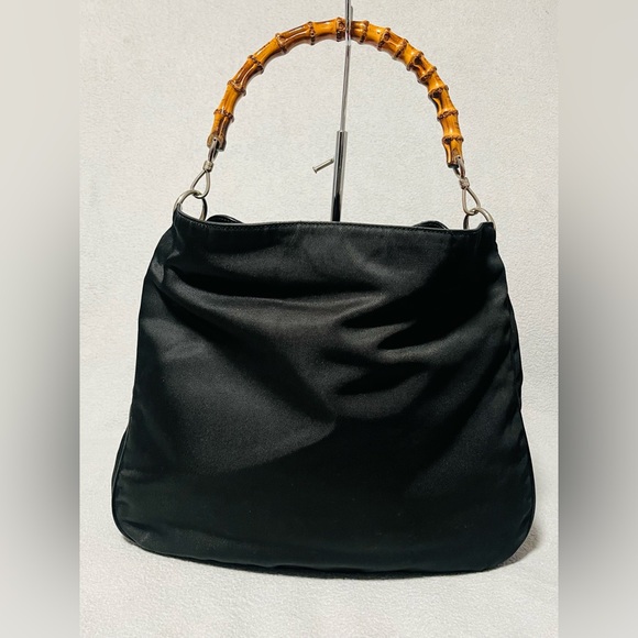 Gucci Bamboo Nylon/ Patented Leather Shoulder Bag - Picture 3 of 15
